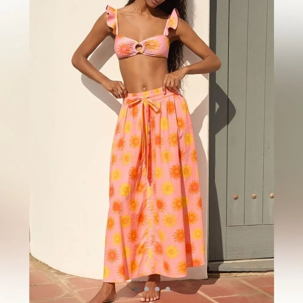 FARM Rio x Anthropologie Sun Midi Skirt